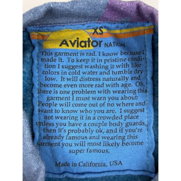 Aviator Nation Lightning Bolts Sweatshirt Womens XS Blue Fade All Over Ombre - Picture 4 of 7